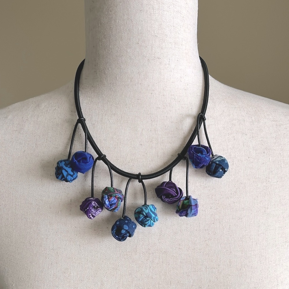 Knotted Dyed Textile Statement Necklace